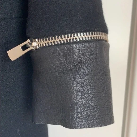 Maje Wool/Cashmere Leather Trim Coat